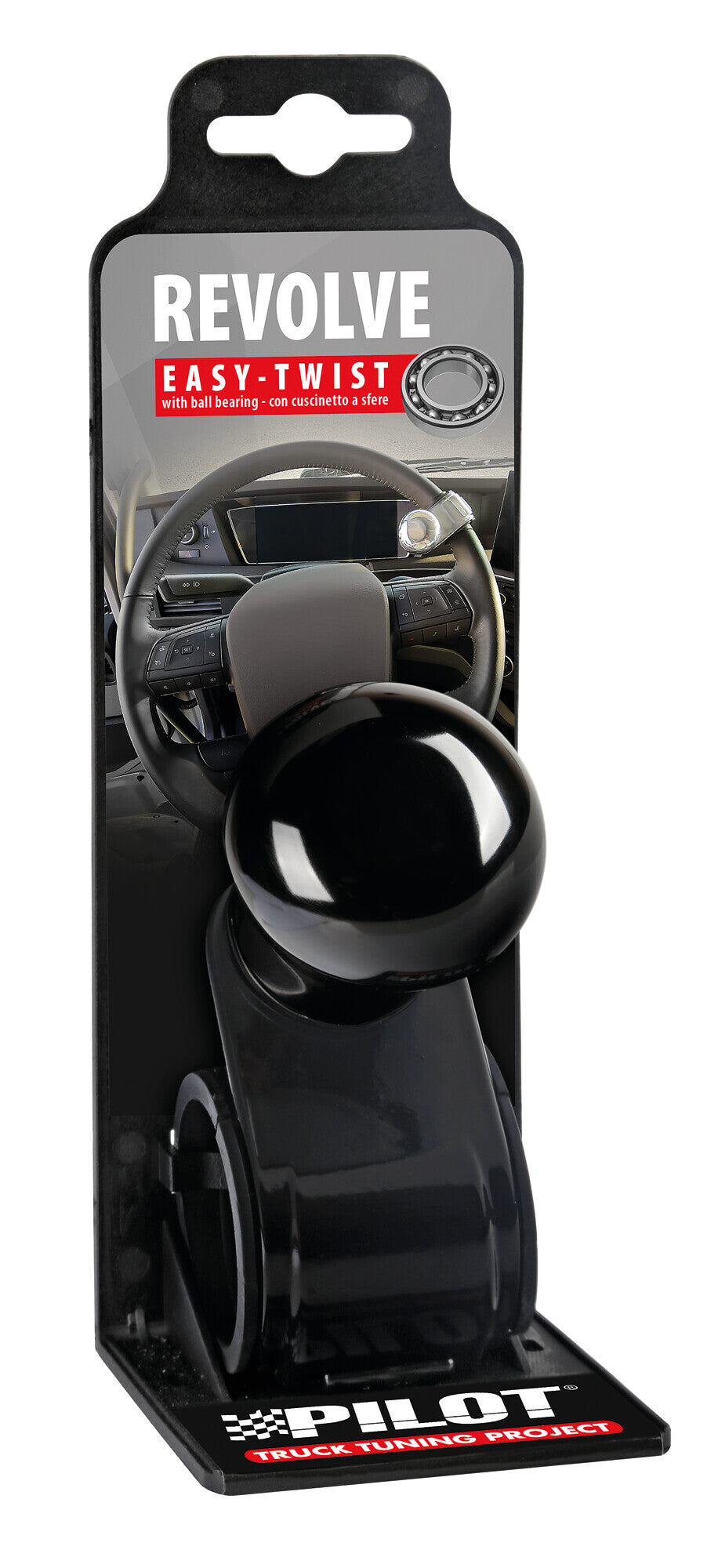 Revolve, pomello volante in alluminio anodizzato nero, staffa nera