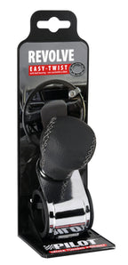 Revolve, pomello volante in pelle con cuciture silver, staffa cromata