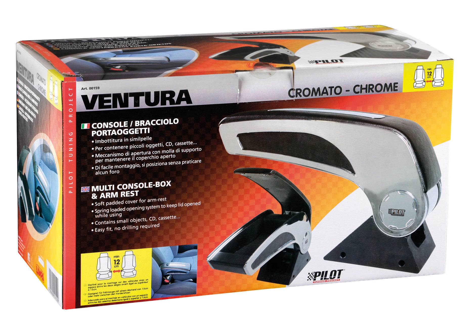 Ventura, bracciolo portaoggetti - Cromo