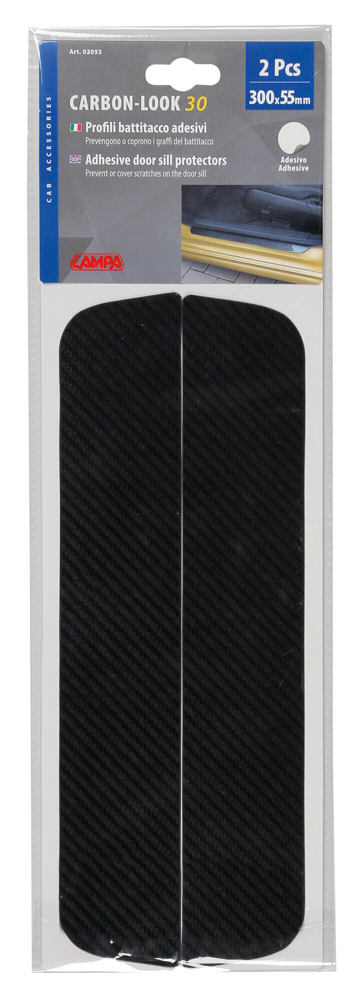 Carbon-Look, profili battitacco portiera adesivi - 300x55 mm