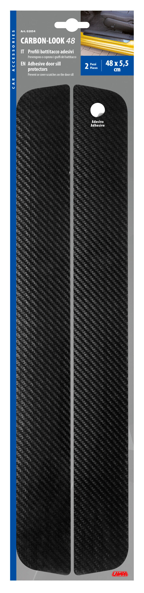 Carbon-Look, profili battitacco portiera adesivi - 480x55 mm