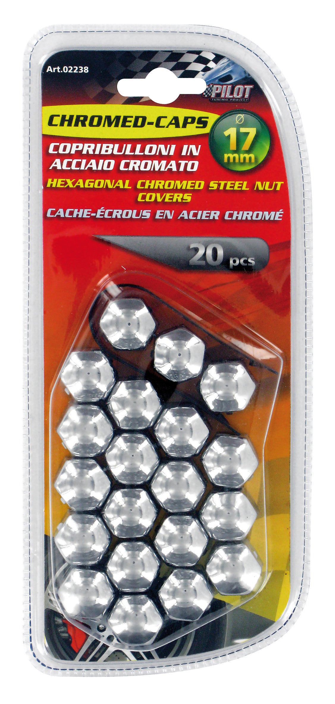 Chromed Caps, copribulloni in acciaio cromato - Ø 17 mm