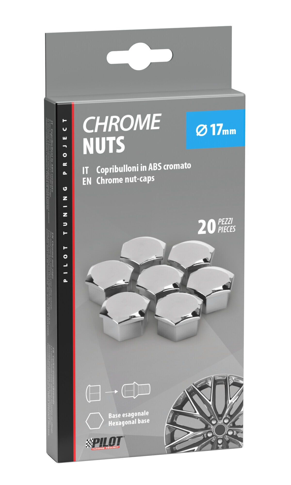 Chrome-Nut Caps, 20 copribulloni - Ø 17 mm