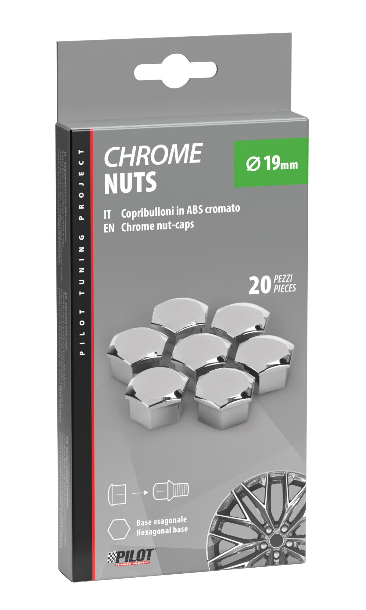 Chrome-Nut Caps, 20 copribulloni - Ø 19 mm