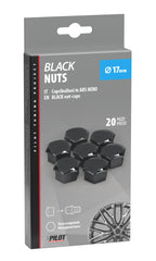 Black Nut Caps, 20 copribulloni in ABS - Ø 17 mm