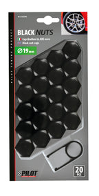 Black Nut Caps, 20 copribulloni in ABS - Ø 19 mm