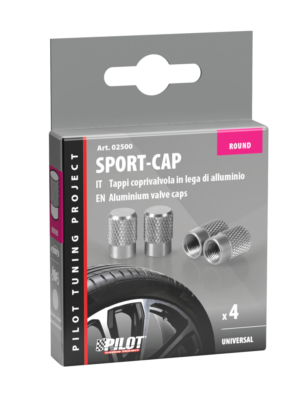 Sport-Cap, set 4 tappi coprivalvola - Alluminio