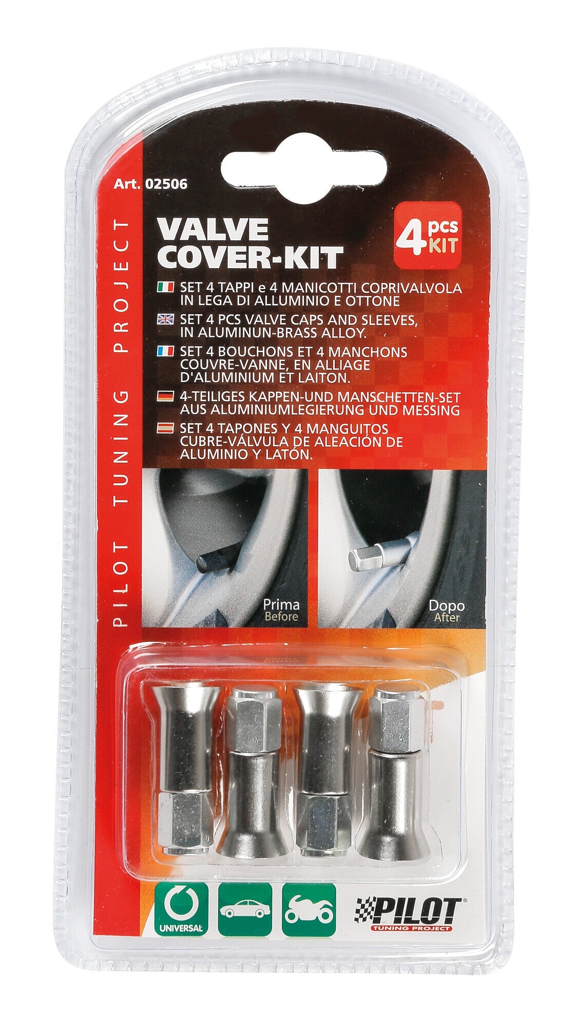 Cover-Kit, set 4 tappi e 4 manicotti coprivalvola
