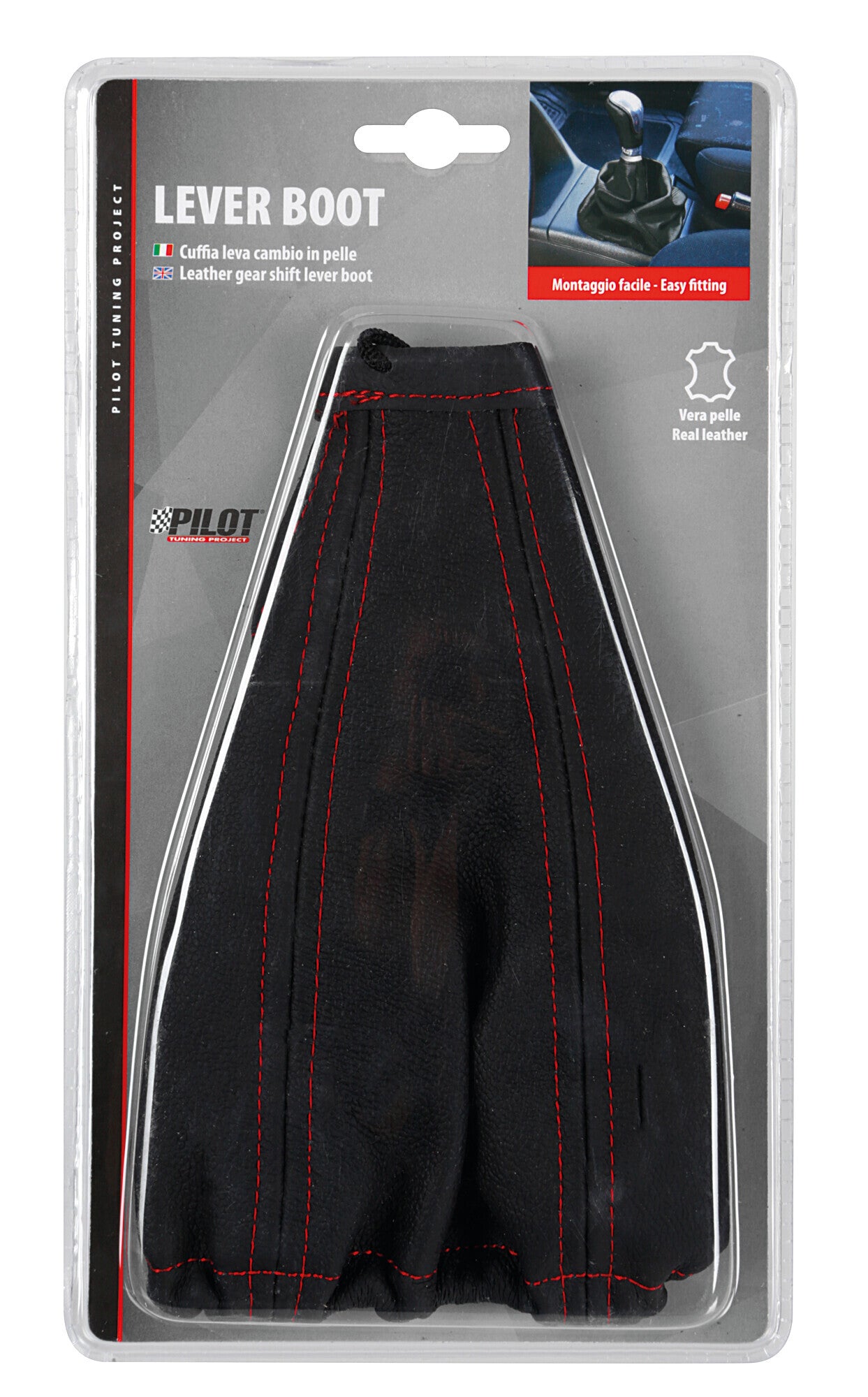 Cuffia leva cambio nera - Rosso