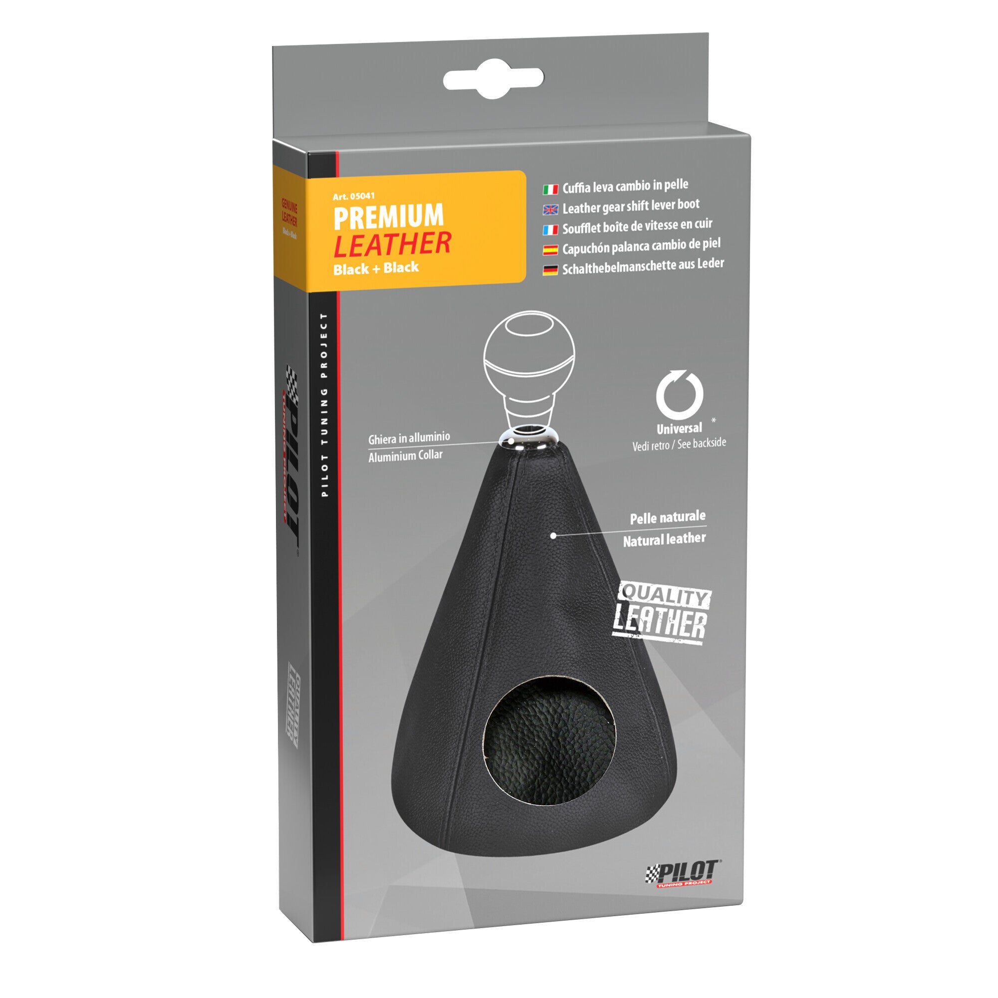 Premium, cuffia leva cambio in pelle - Nero