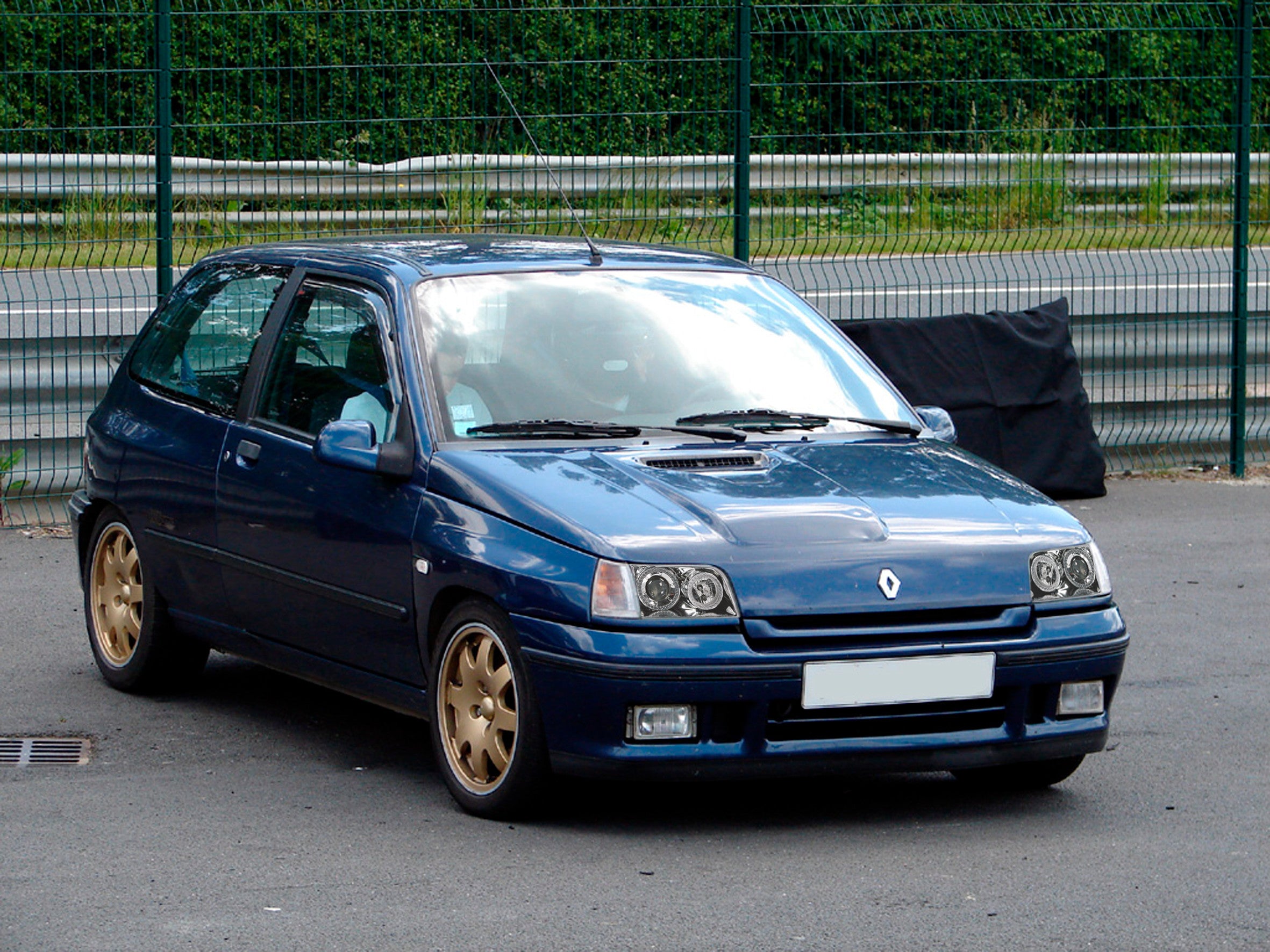 Coppia fanali anteriori Angel-Eyes - compatibile per Renault Clio (9/90-2/96) - Cromo