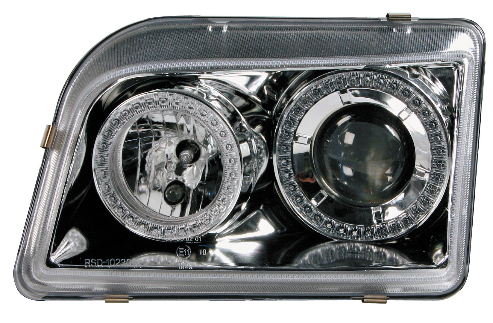 Coppia fanali anteriori Angel-Eyes - compatibile per Renault Clio (9/90-2/96) - Cromo
