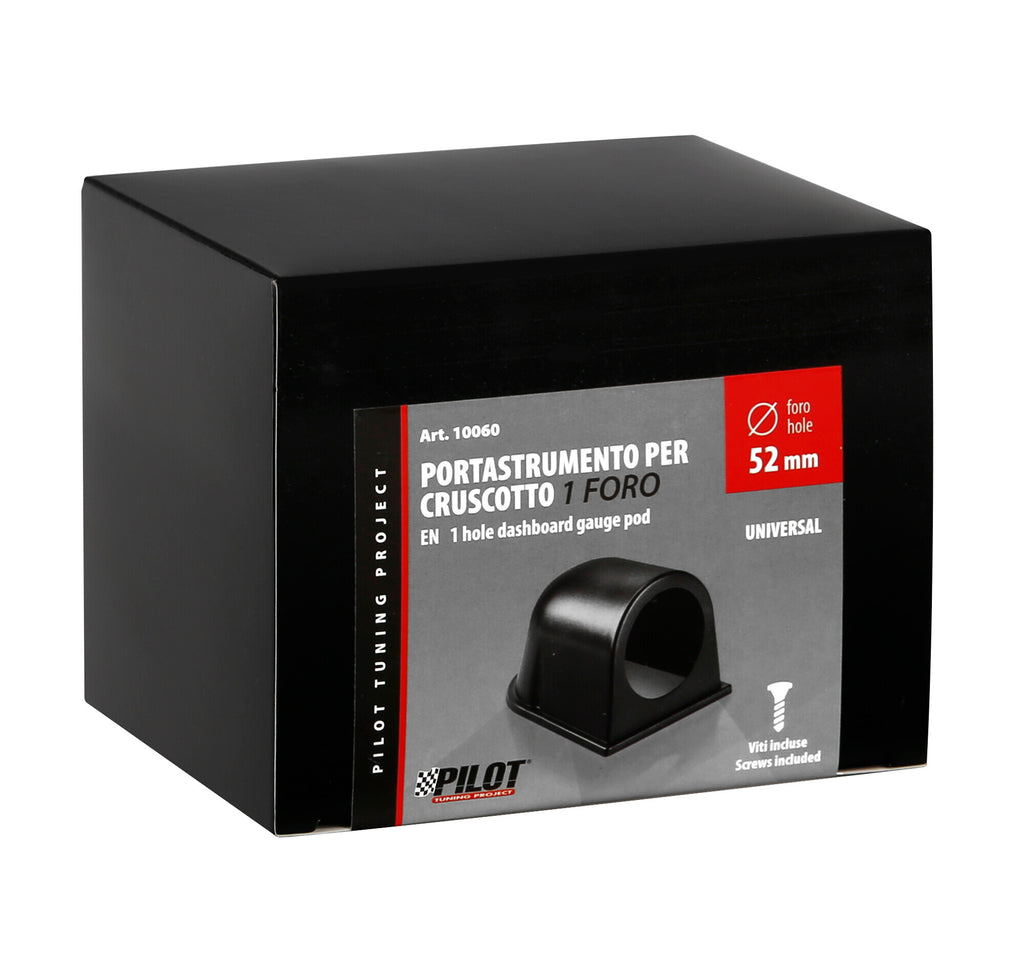 Portastrumenti cruscotto 1 foro (52 mm) - Nero