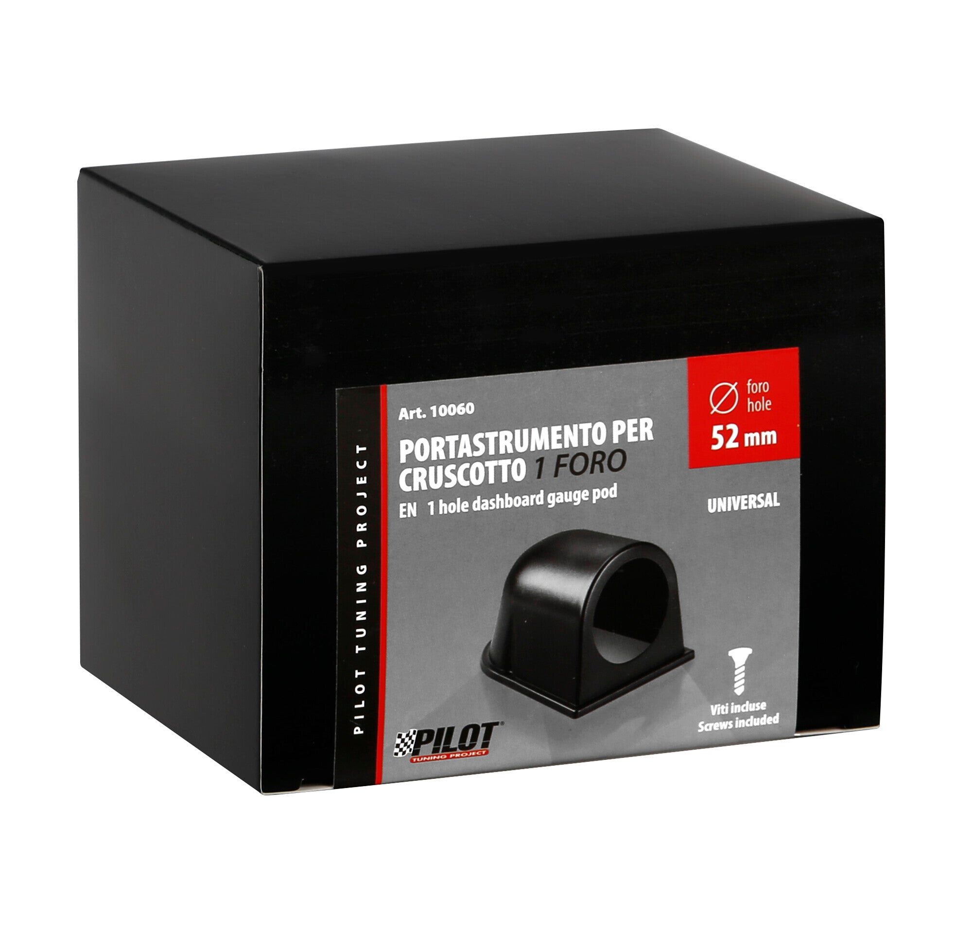 Portastrumenti cruscotto 1 foro (52 mm) - Nero