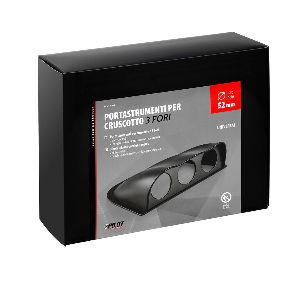 Portastrumenti a 3 fori per cruscotto (52 mm)