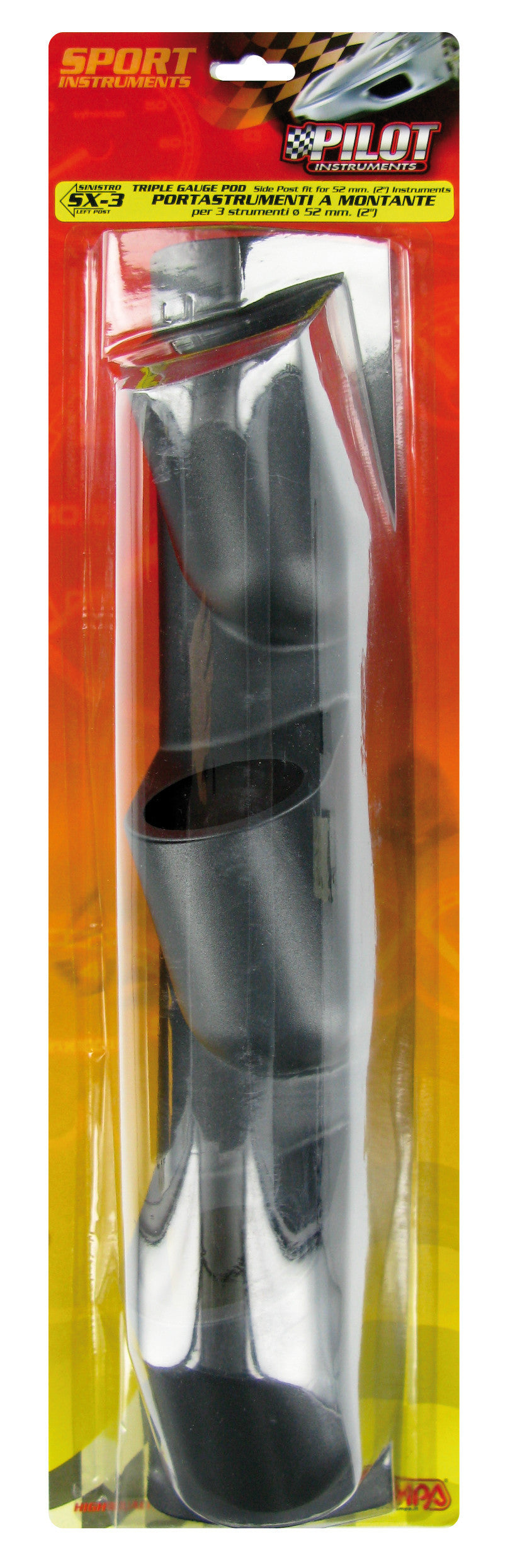 Portastrumenti montante 3 fori (52 mm) - Nero - Sinistro