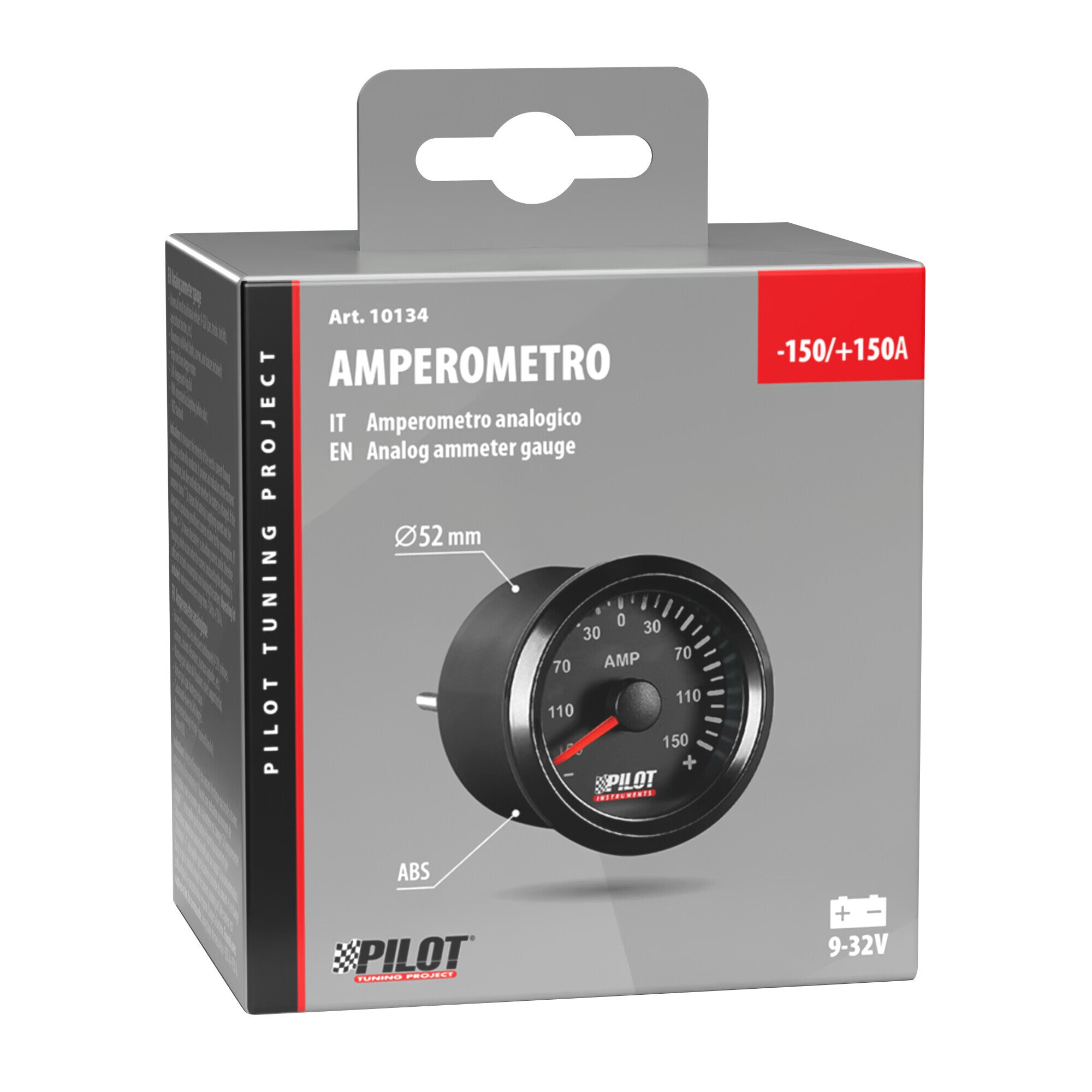 Black Analogue Gauge Series, Amperometro - Ø 2” (52 mm)