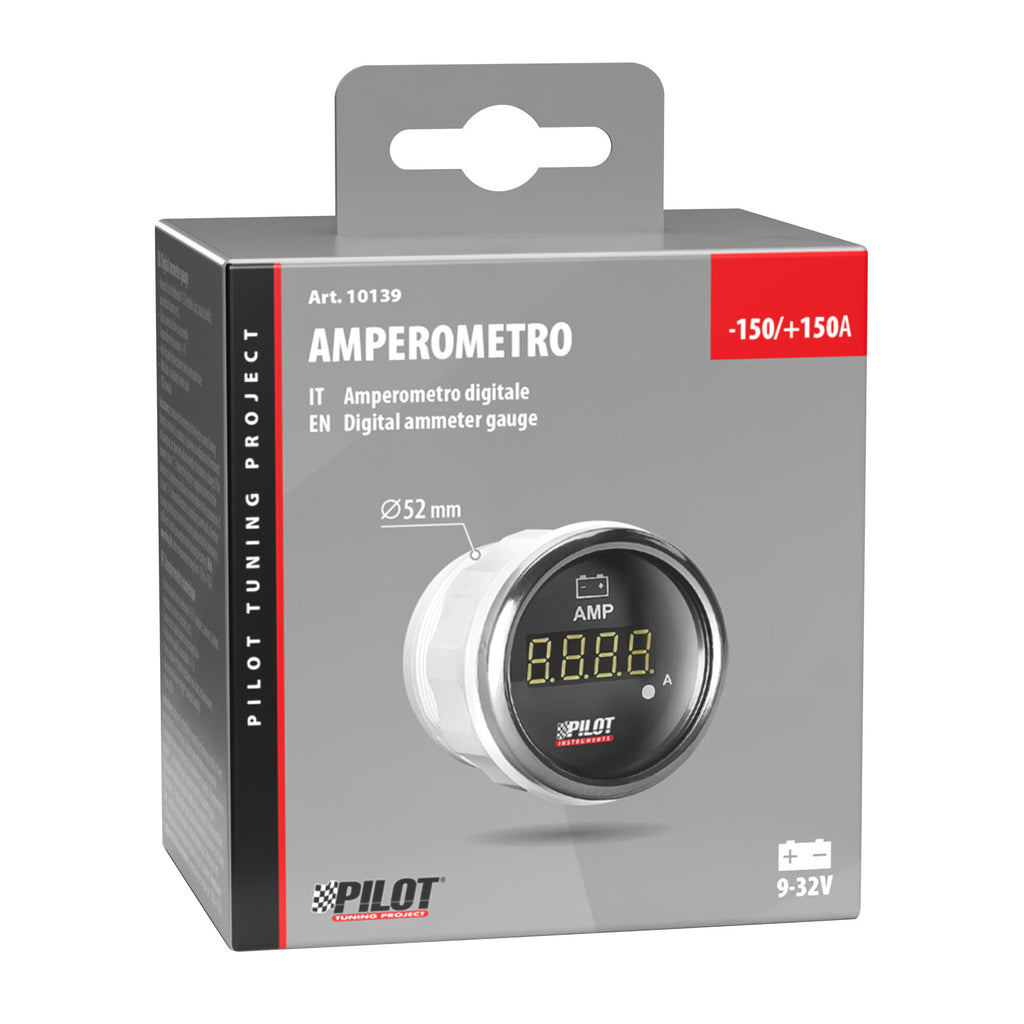 Black Digital Gauge Series, Amperometro - Ø 2” (52 mm)