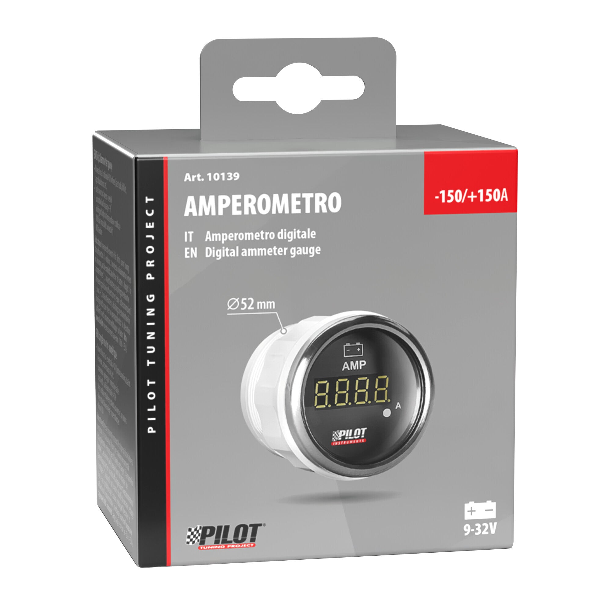 Black Digital Gauge Series, Amperometro - Ø 2” (52 mm)