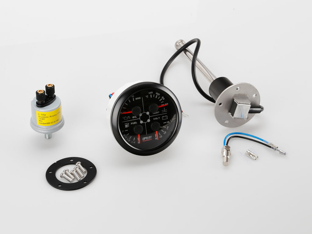 Black Analogue Gauge Series, Manometro 4 in 1 - Ø 3 3/8” (85 mm)
