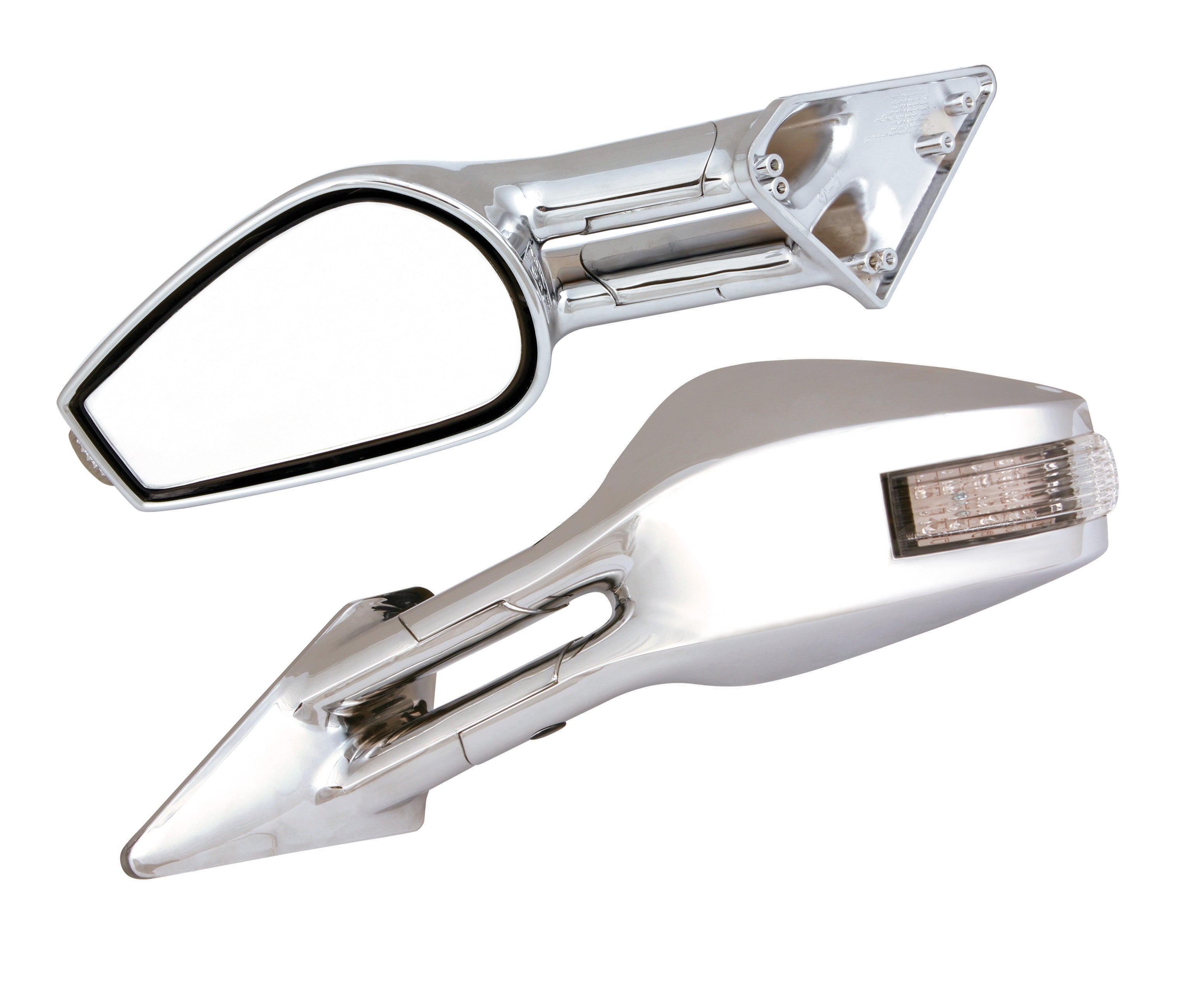 Race-6 Led, coppia specchi retrovisori esterni - Cromo