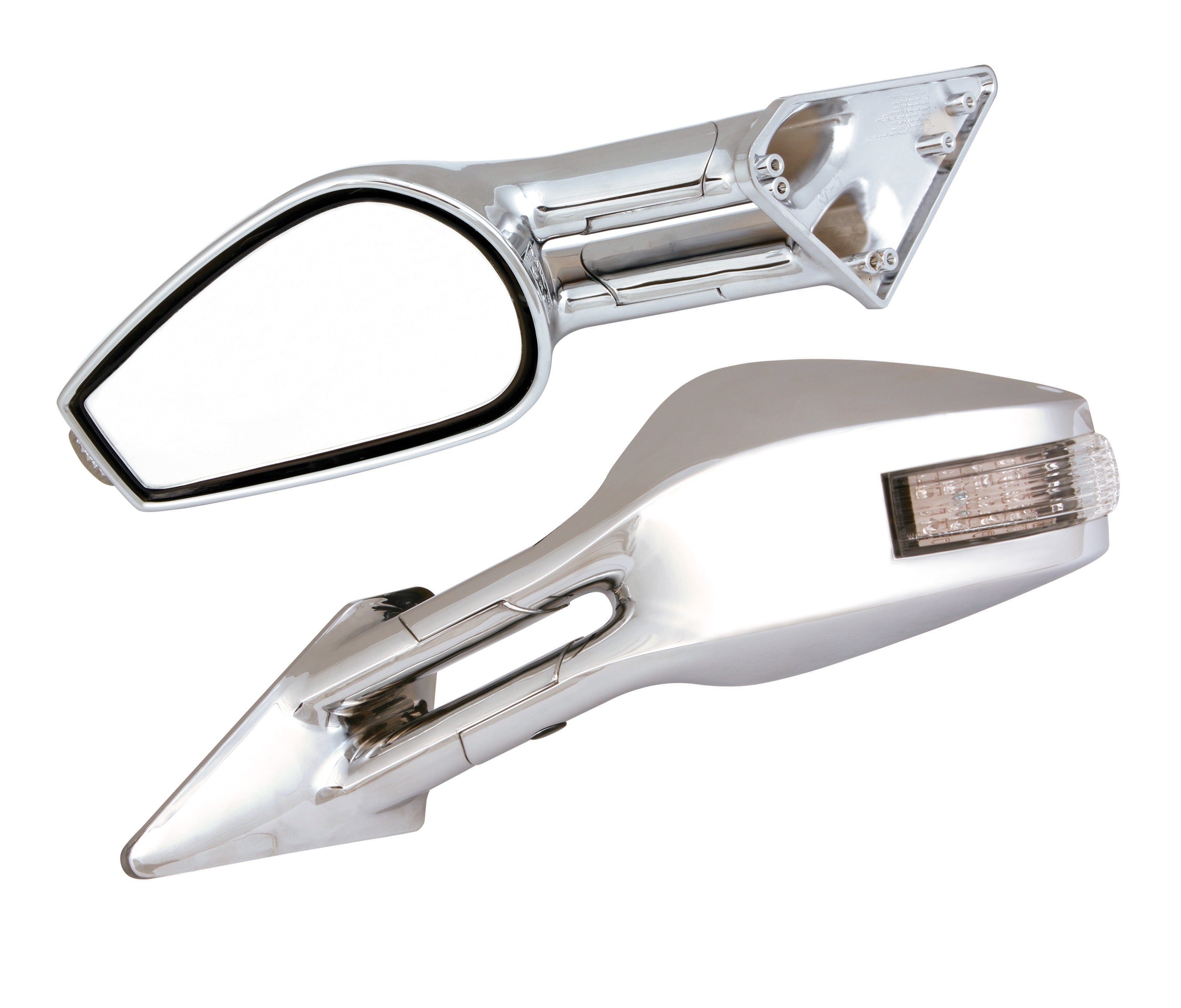 Race-6 Led E, coppia specchi retrovisori esterni - Cromo