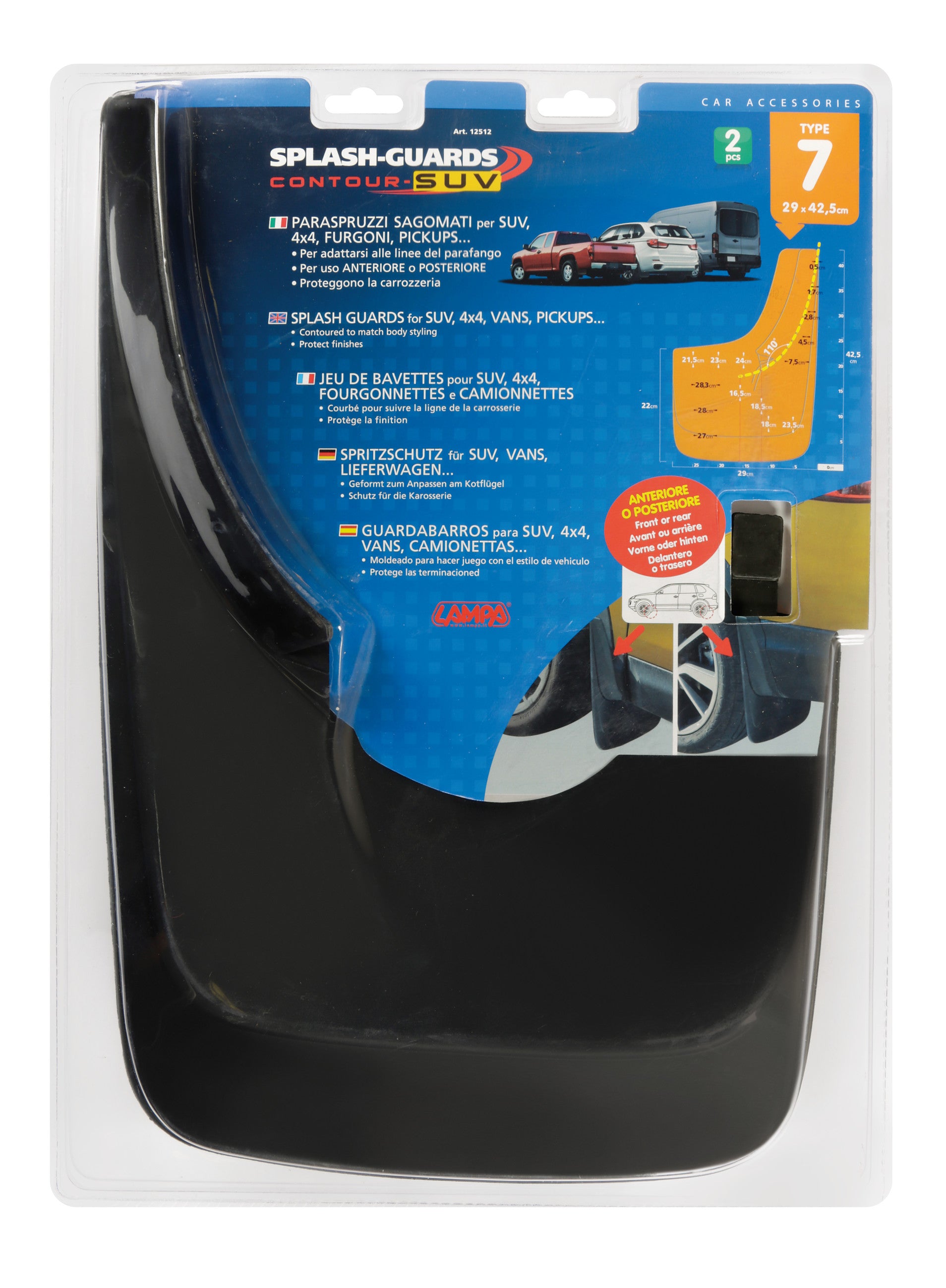 Splash-Guards Contour SUV, paraspruzzi sagomati - Type 7