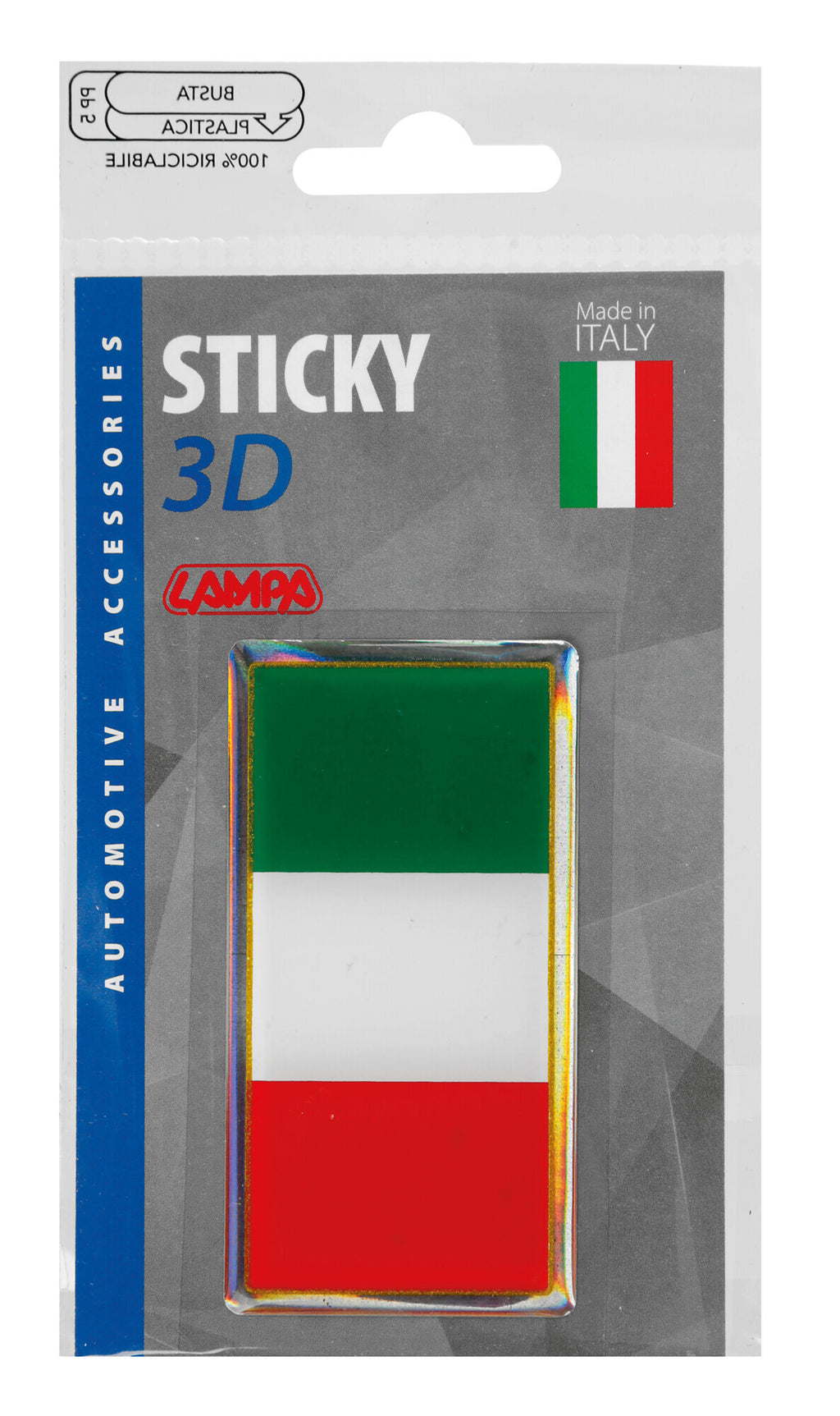 Sticky 3D - Tricolore Italia classico, 1 pz - 78x40 mm