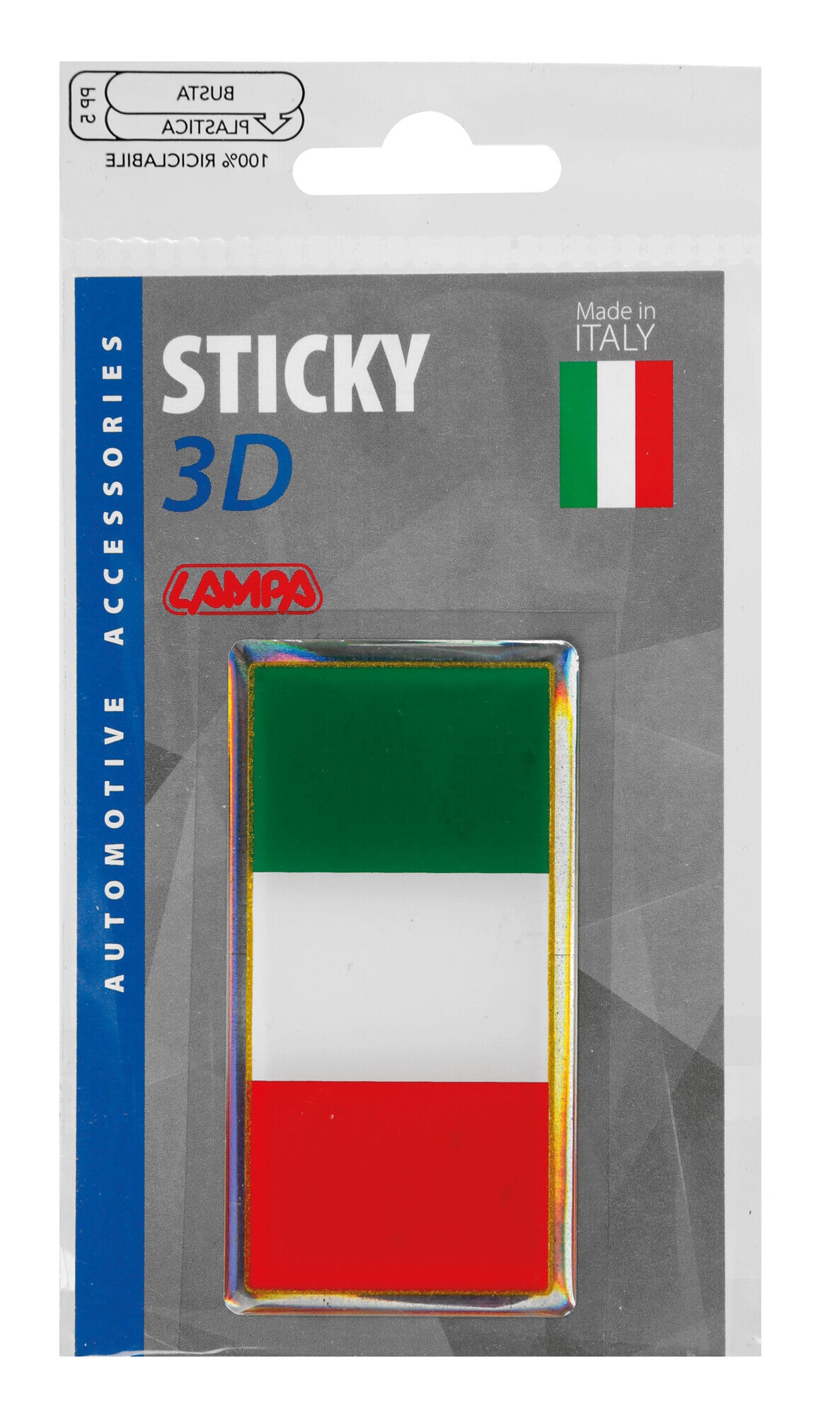 Sticky 3D - Tricolore Italia classico, 1 pz - 78x40 mm