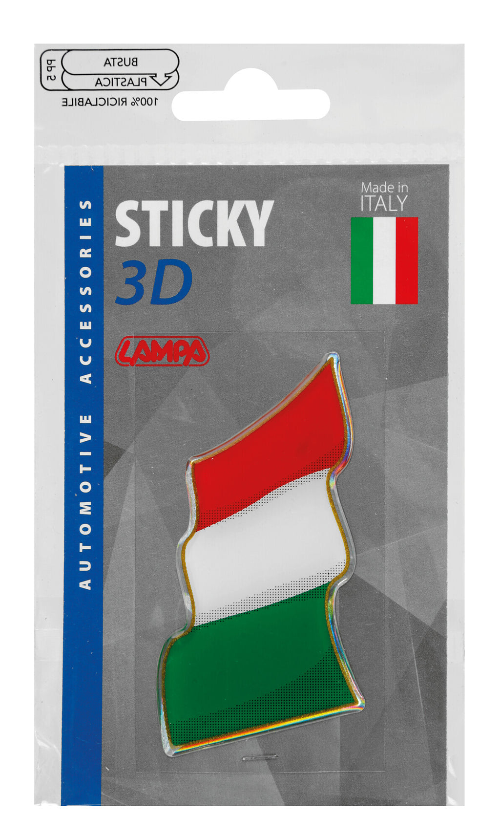 Sticky 3D - Bandiera Italia al vento, 1 pz - 78x40 mm