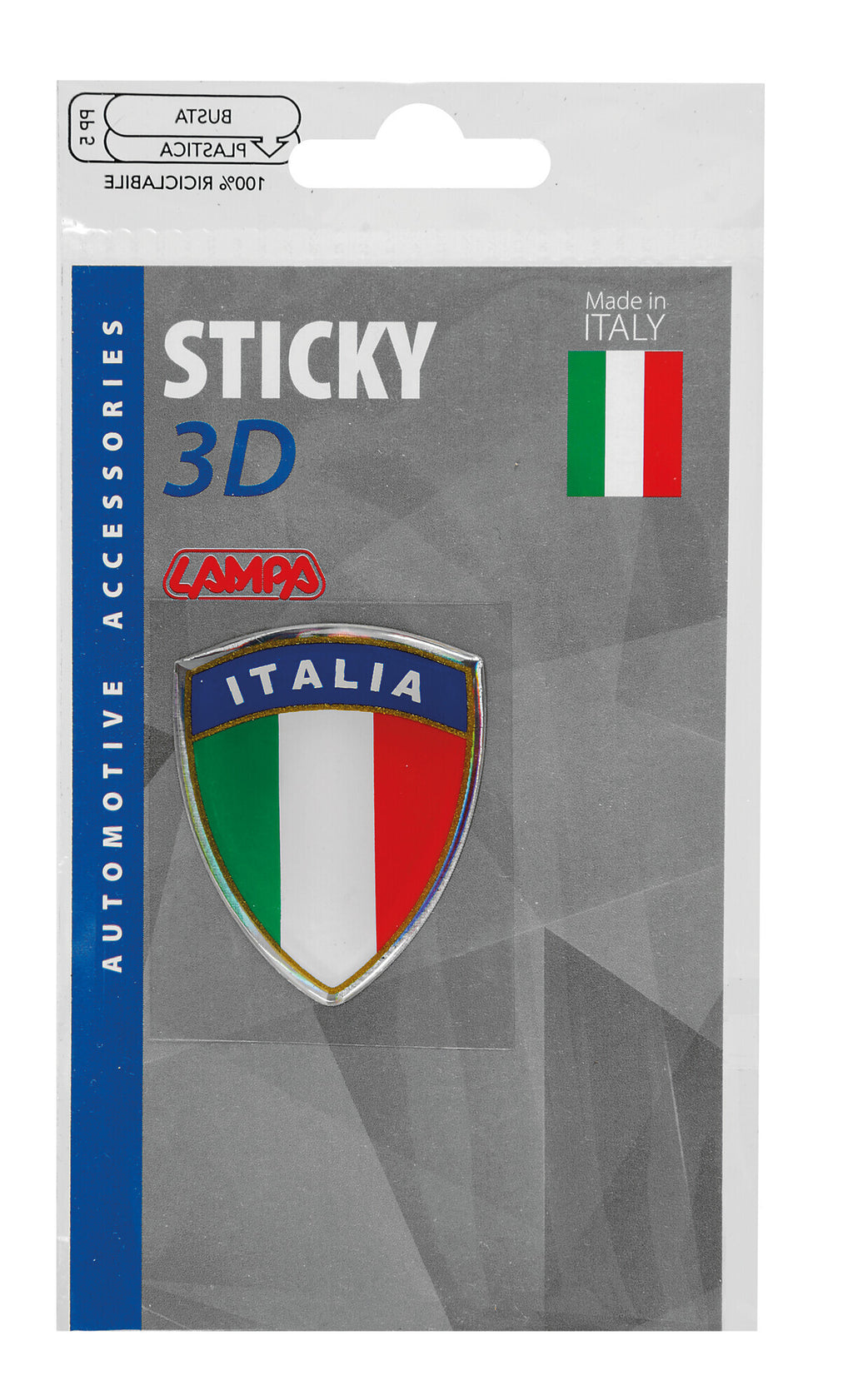 Sticky 3D - Scudetto tricolore Italia, 1 pz - 35x45 mm