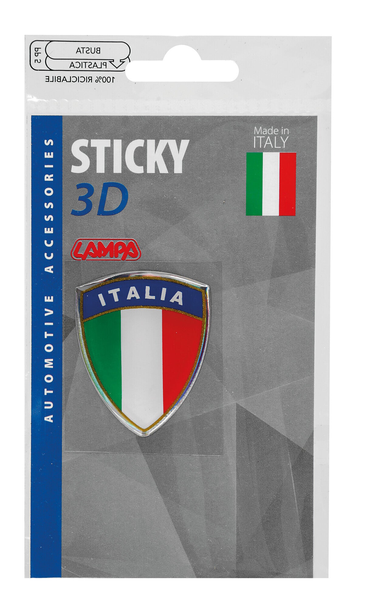 Sticky 3D - Scudetto tricolore Italia, 1 pz - 35x45 mm