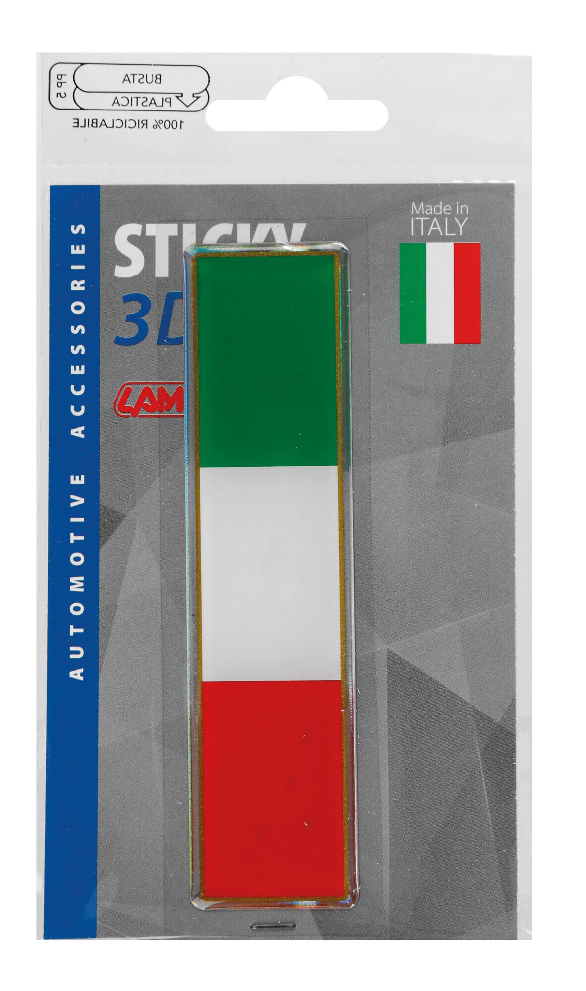 Sticky 3D - Tricolore Italia lungo classico, 1 pz - 110x27 mm