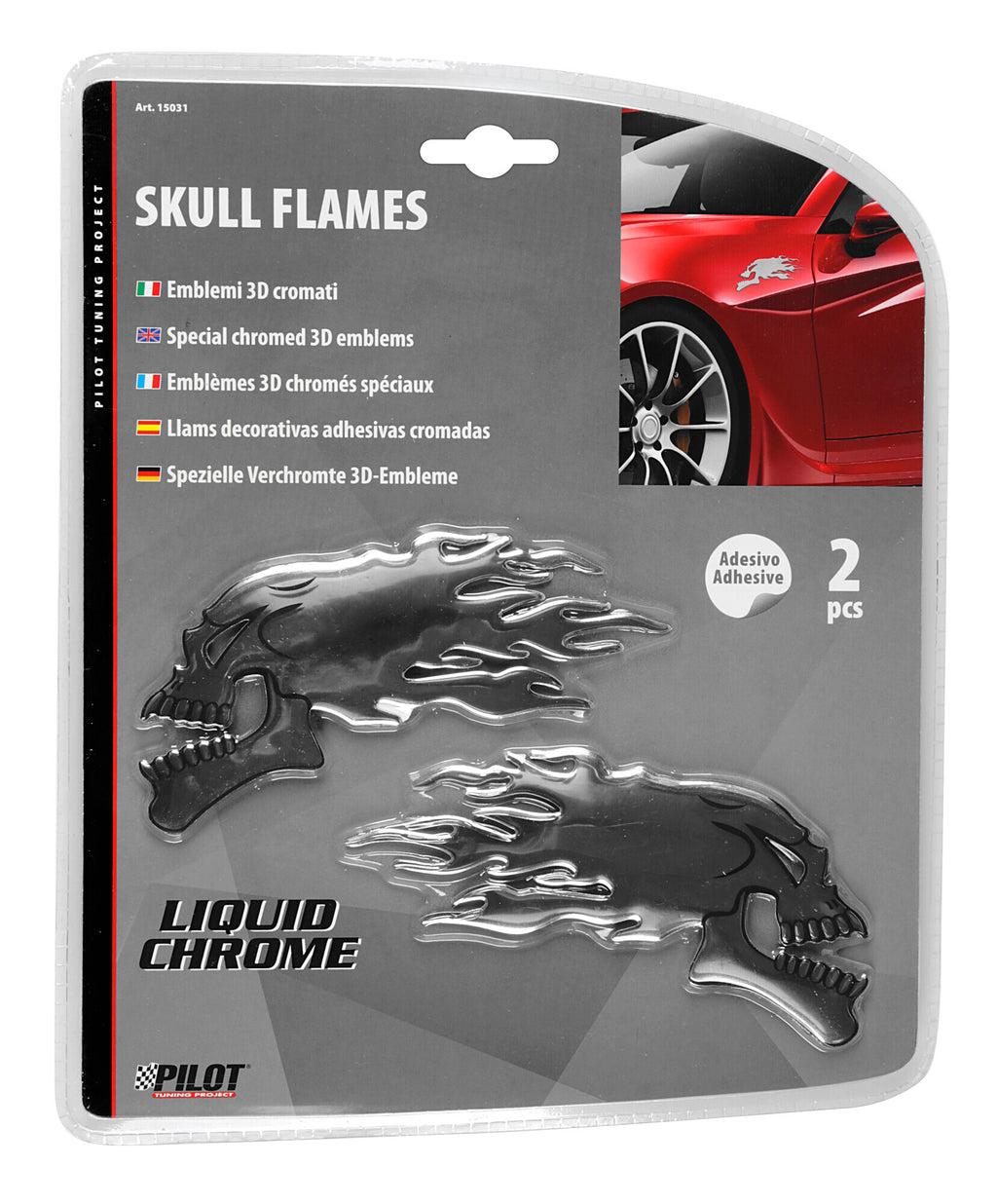 Emblema 3D cromato - 2 Skulls