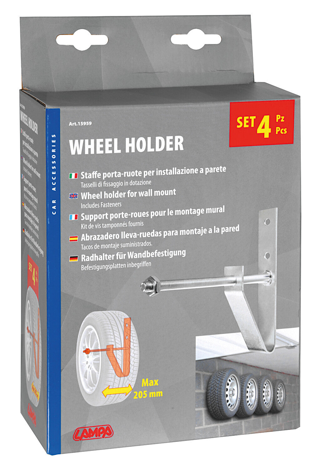 Wheel-Holder, set 4 staffe porta-ruote