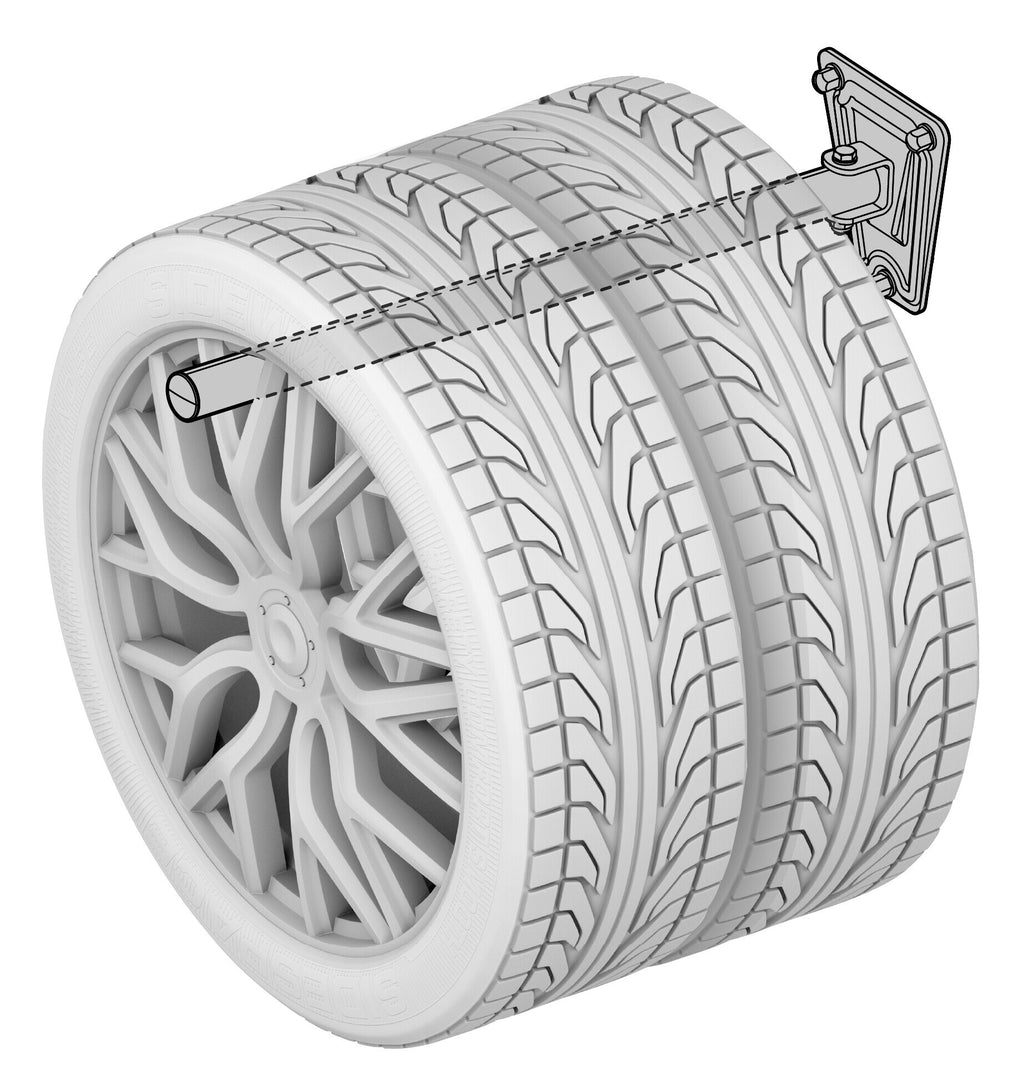 Set 2 ganci porta gomme e cerchioni da parete richiudibili