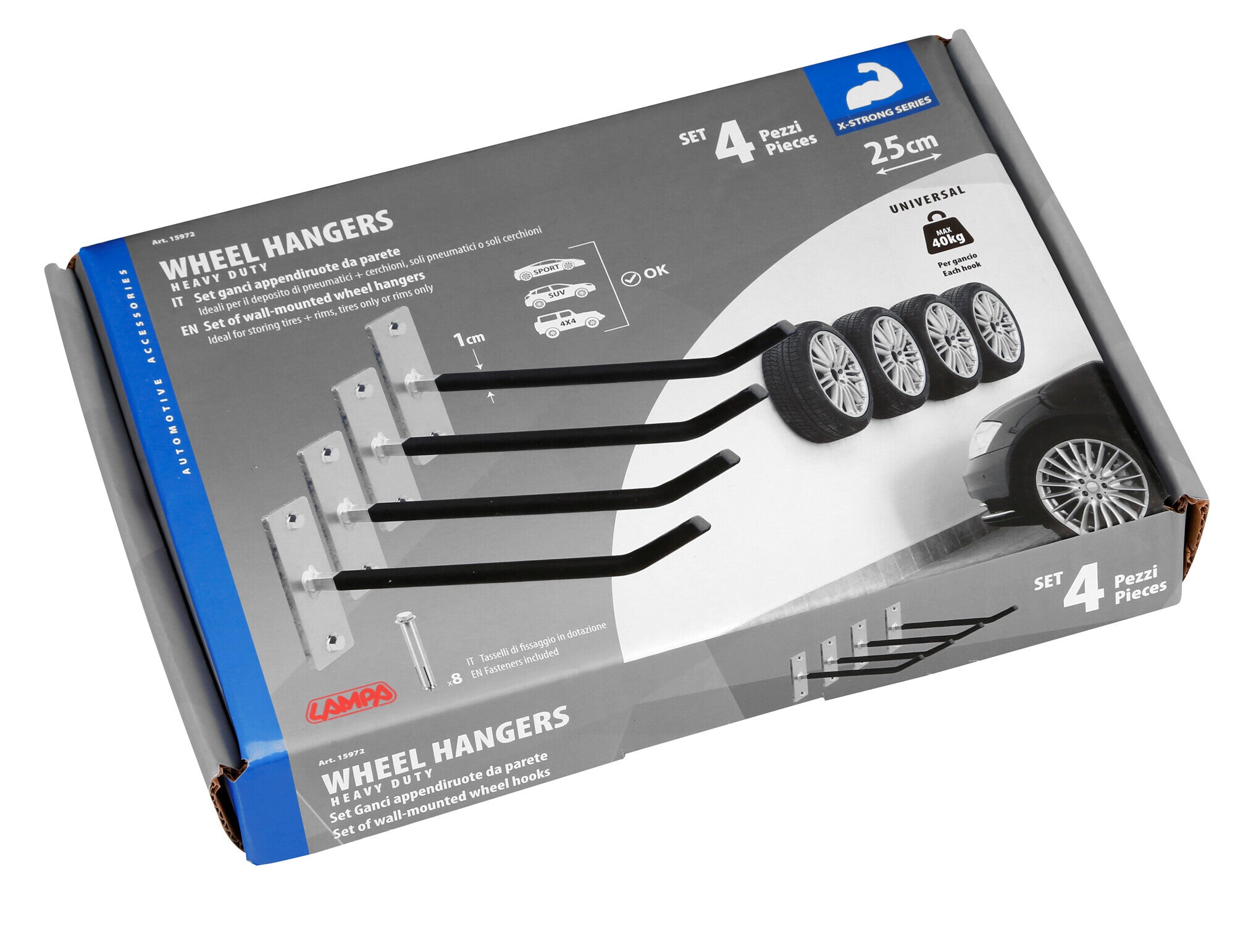 Set 4 ganci appendiruote da parete