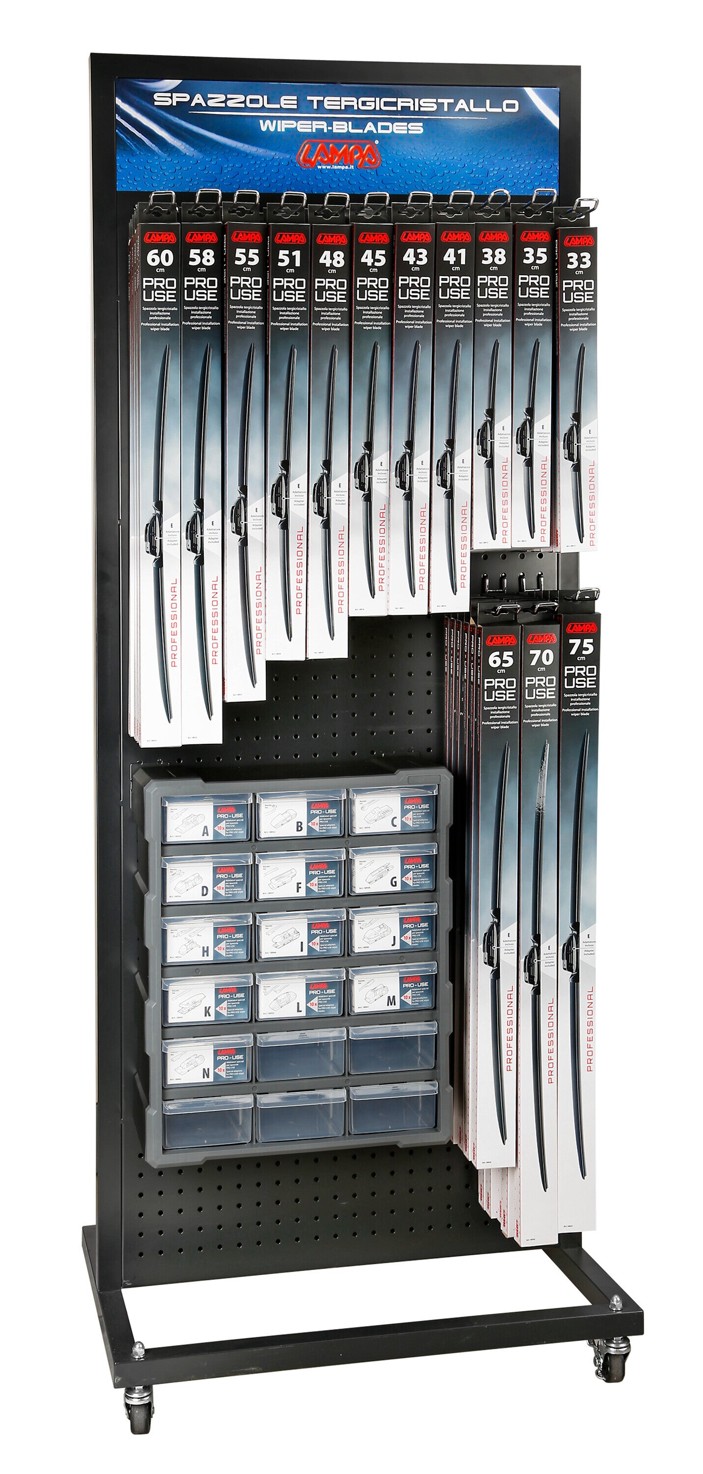 Dispenser a 18 cassetti con 130 adattatori