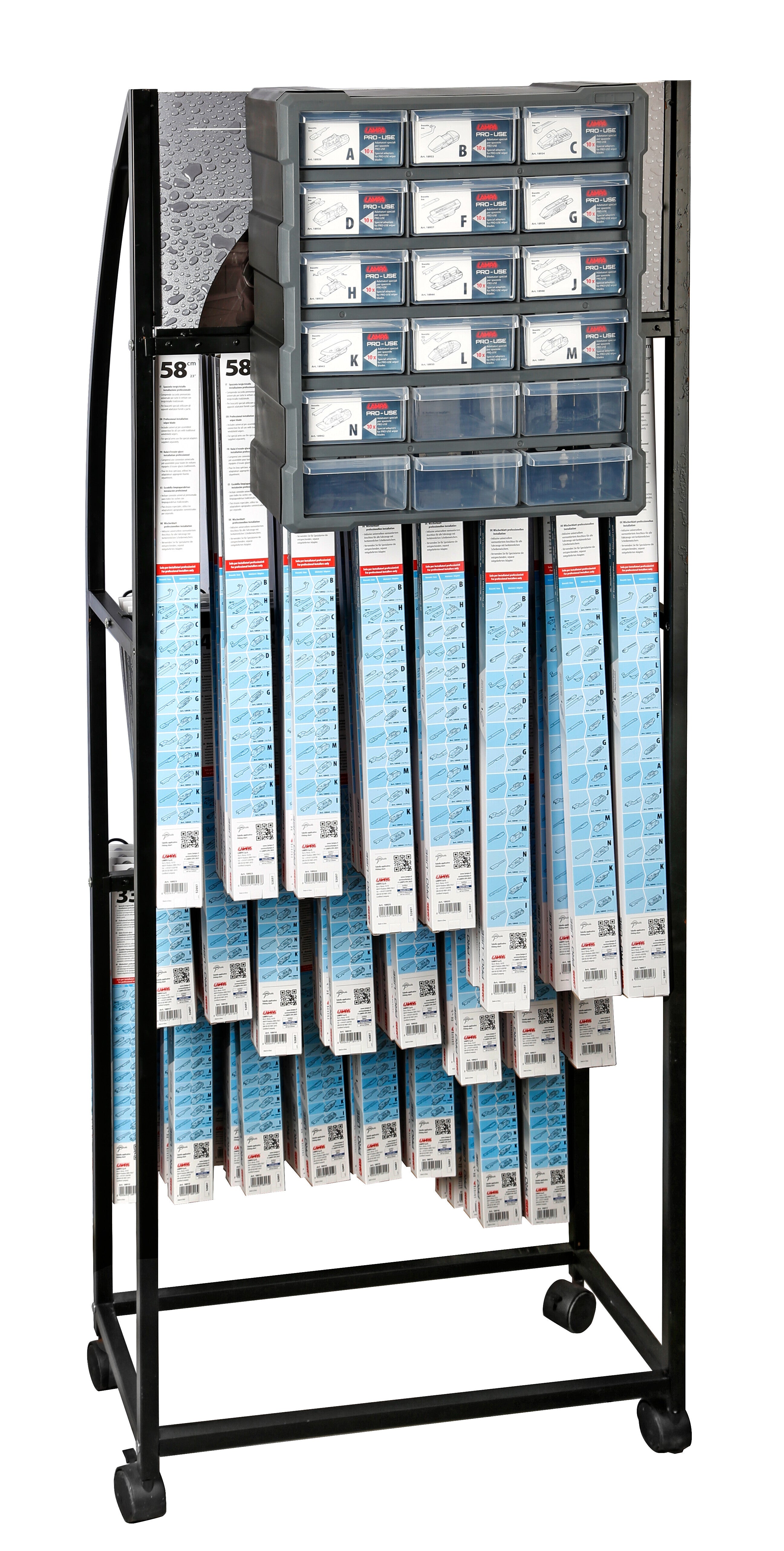 Dispenser a 18 cassetti con 130 adattatori