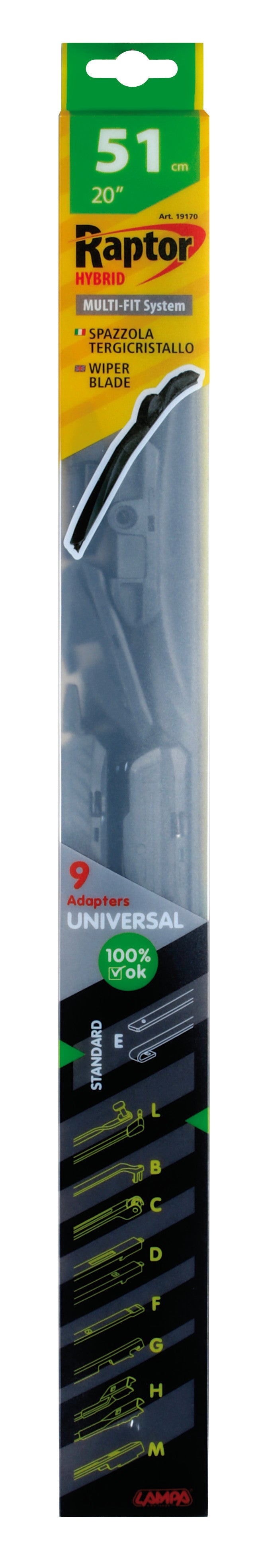 Raptor Hybrid, spazzola tergicristallo - 51 cm (20") - 1 pz