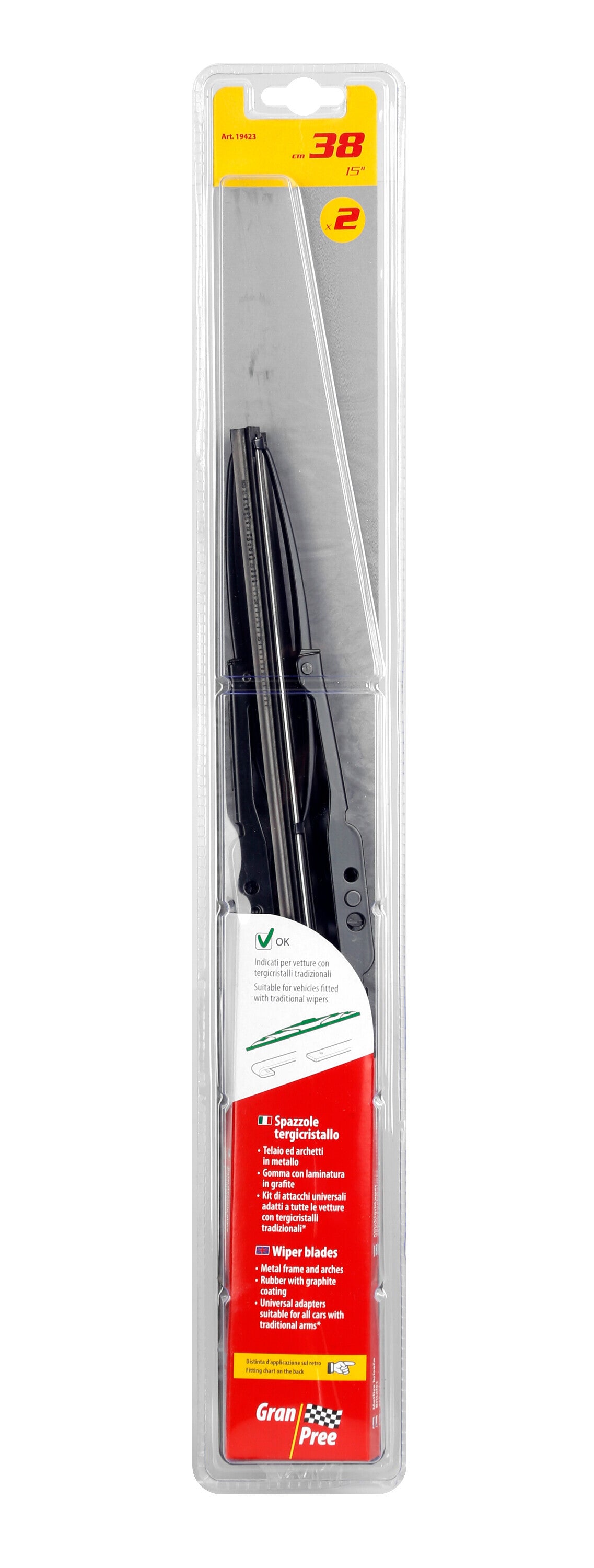 Gran-Pree, spazzole tergicristallo - 38 cm (15") - 2 pz