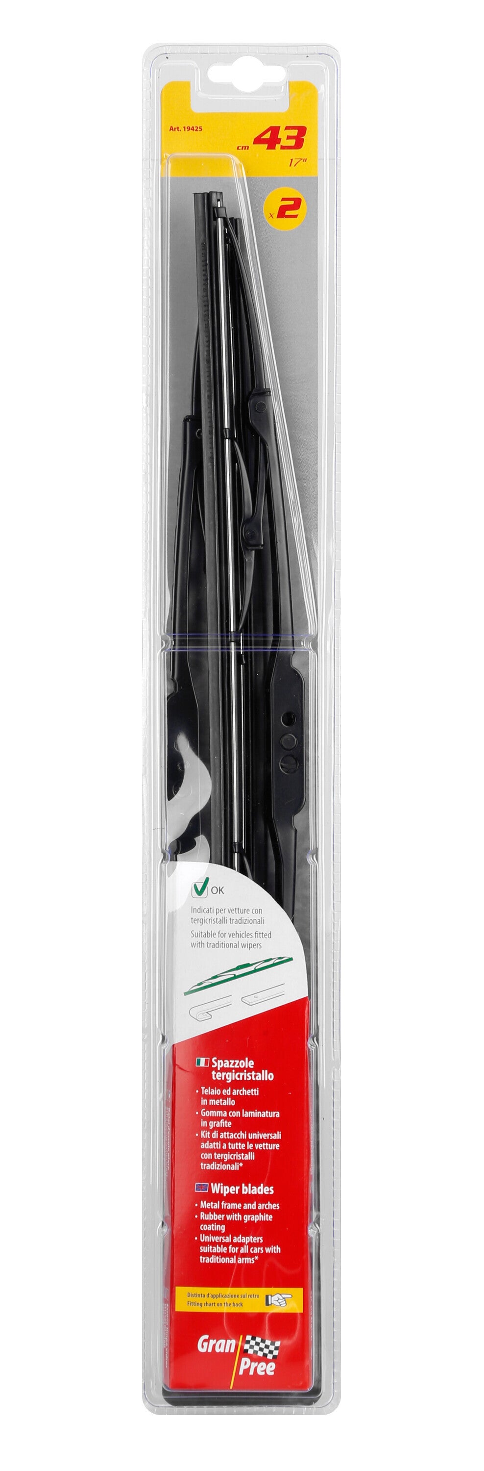 Gran-Pree, spazzole tergicristallo - 43 cm (17") - 2 pz