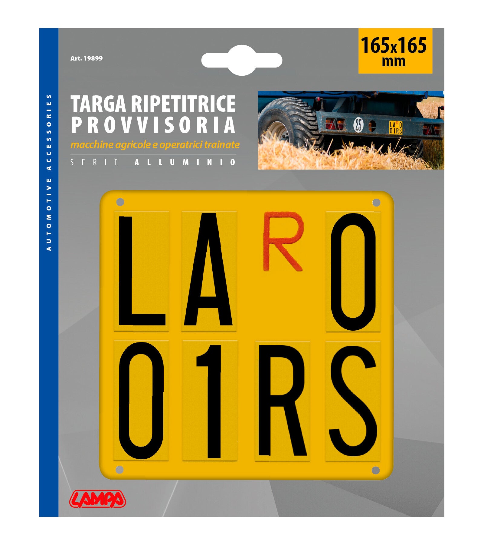 Targa provvisoria per rimorchi agricoli e macchine operatrici trainate - 165x165 mm