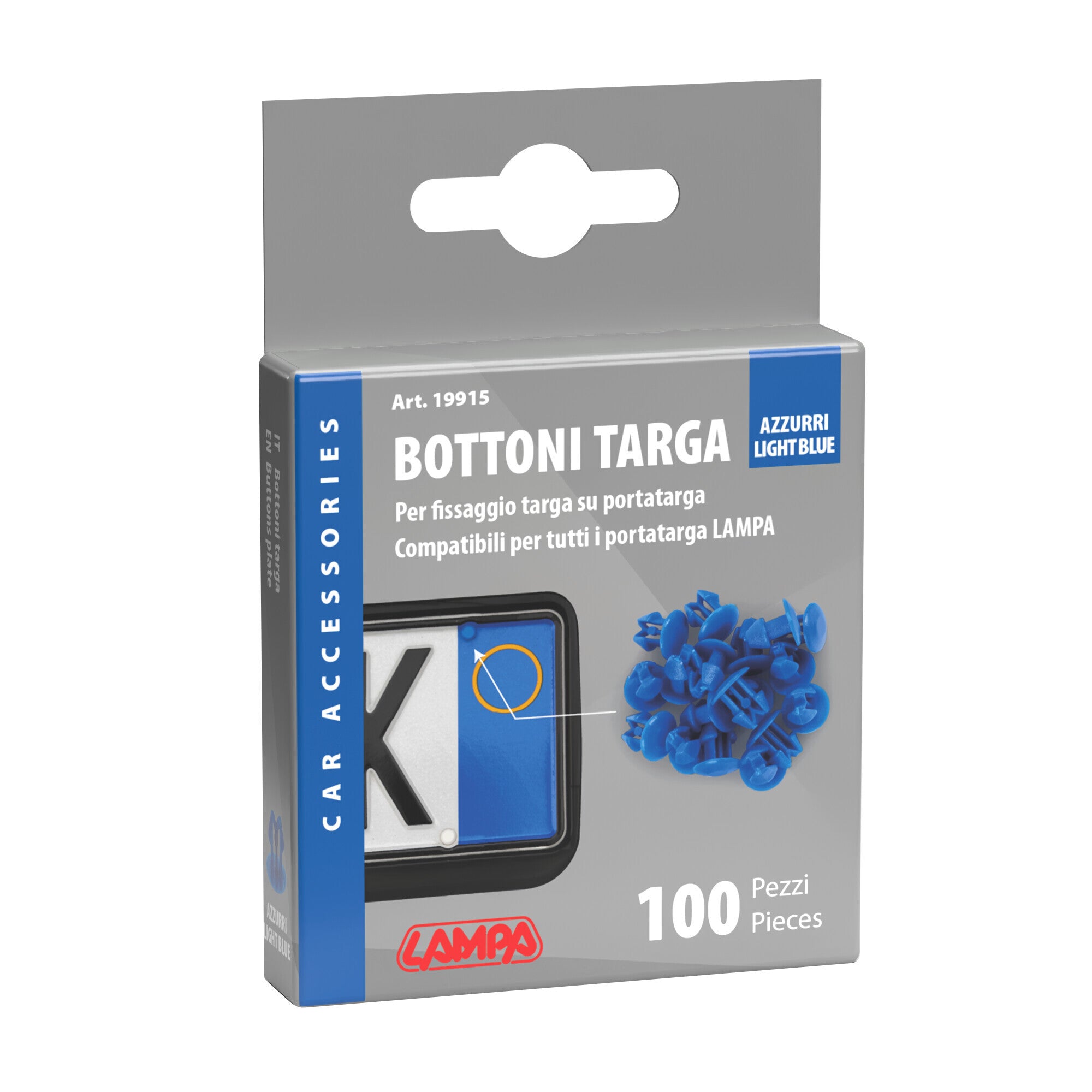 Set 100 bottoncini targa - Azzurro