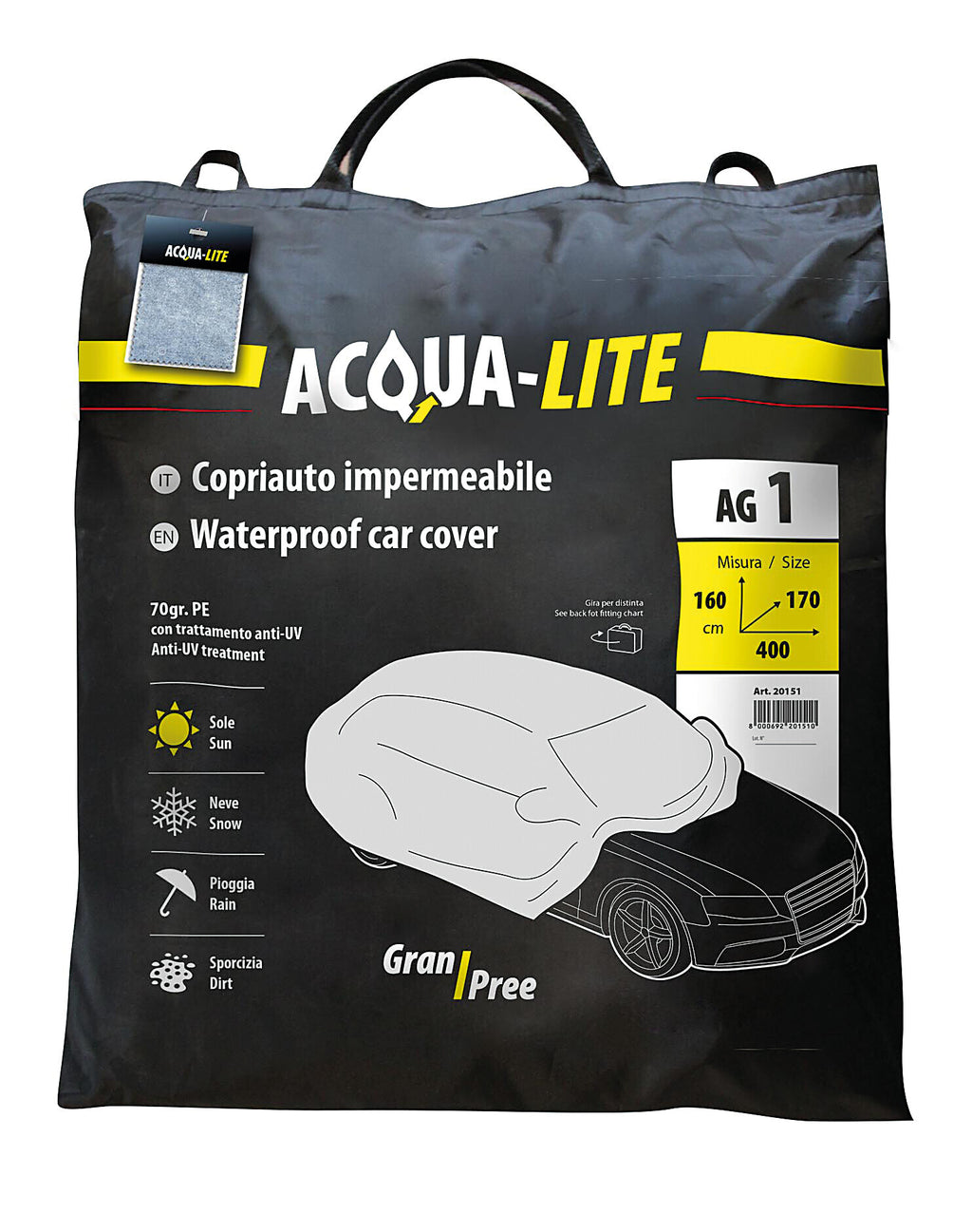Gran-Pree Acqua-Lite, copriauto impermeabile - AG-1 - cm 400x170x160