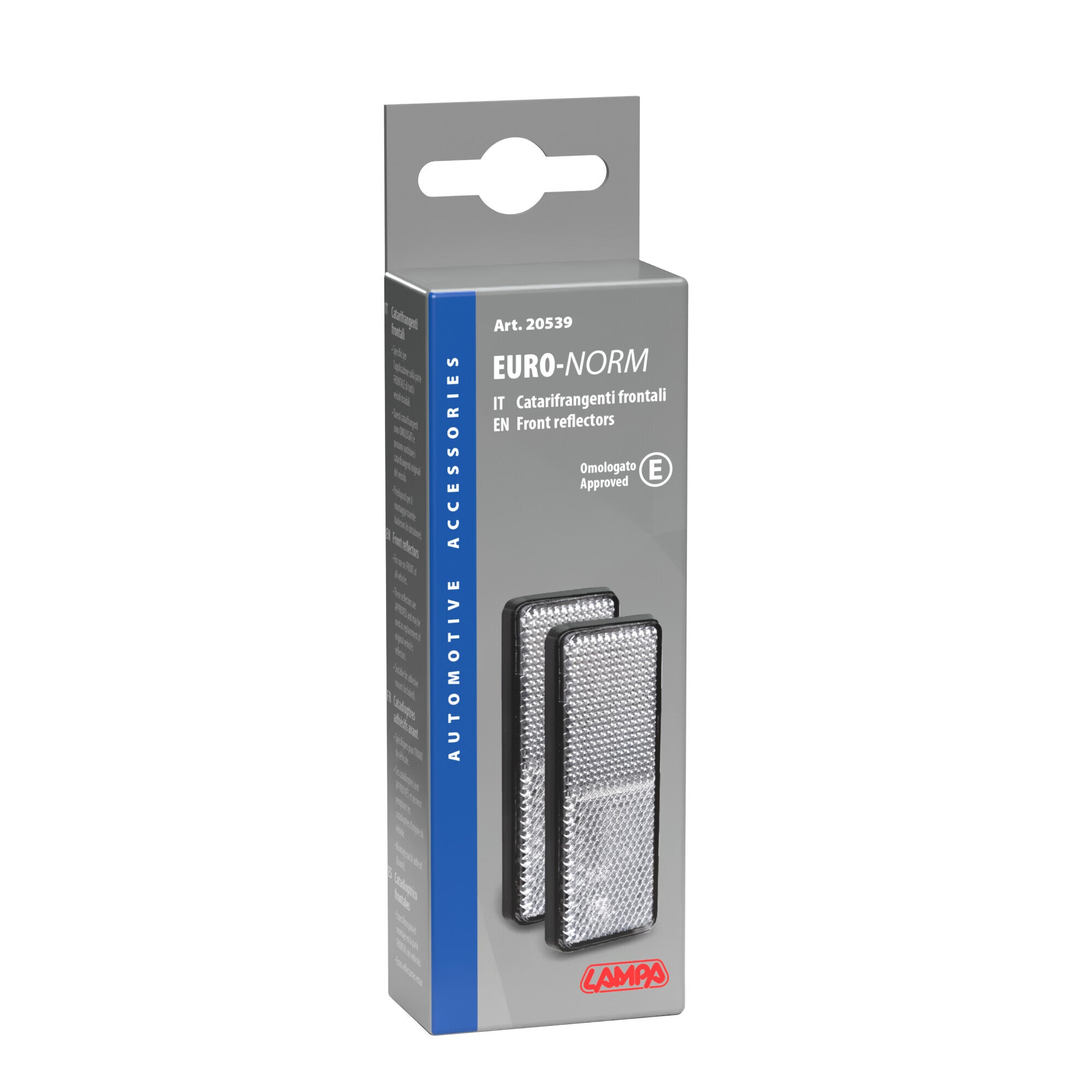 Euro-Norm, catarifrangenti rettangolari - 90x35 mm - Bianco