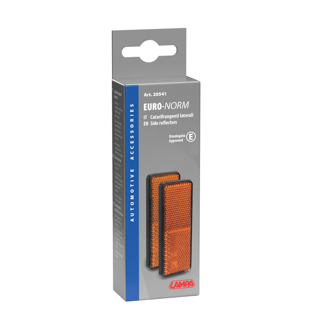 Euro-Norm, catarifrangenti rettangolari - 90x35 mm - Arancio