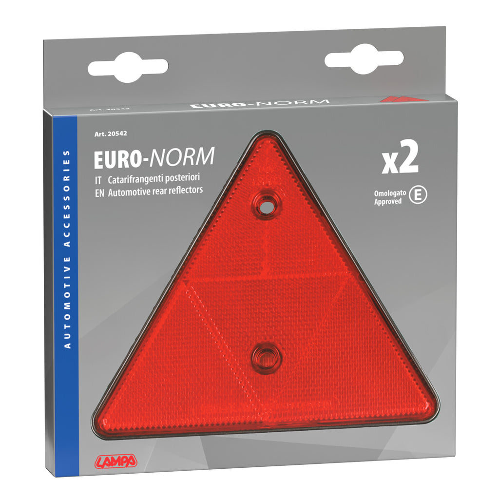 Euro-Norm catarifrangenti triangolari - 155x135 mm - Rosso