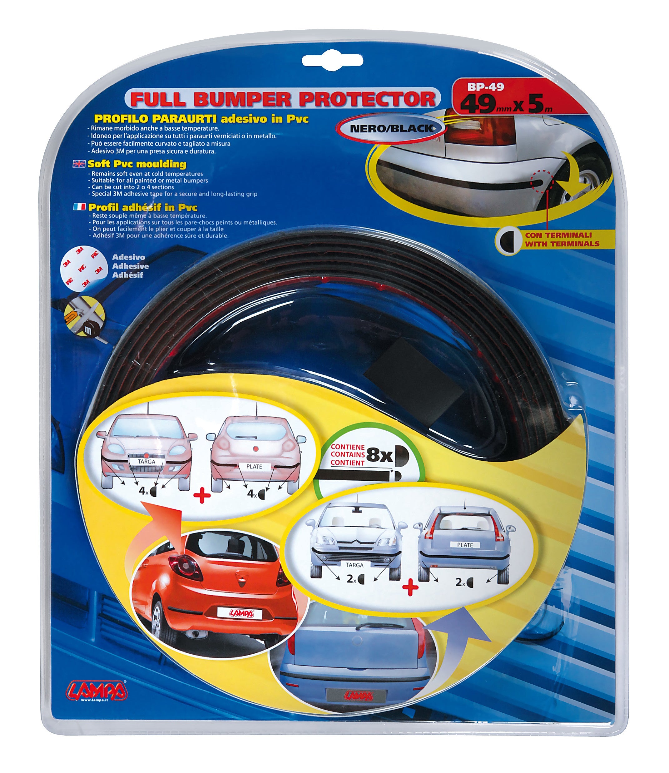 Full Bumper Protector, profilo paraurti adesivo in PVC - 5 m - 49 mm