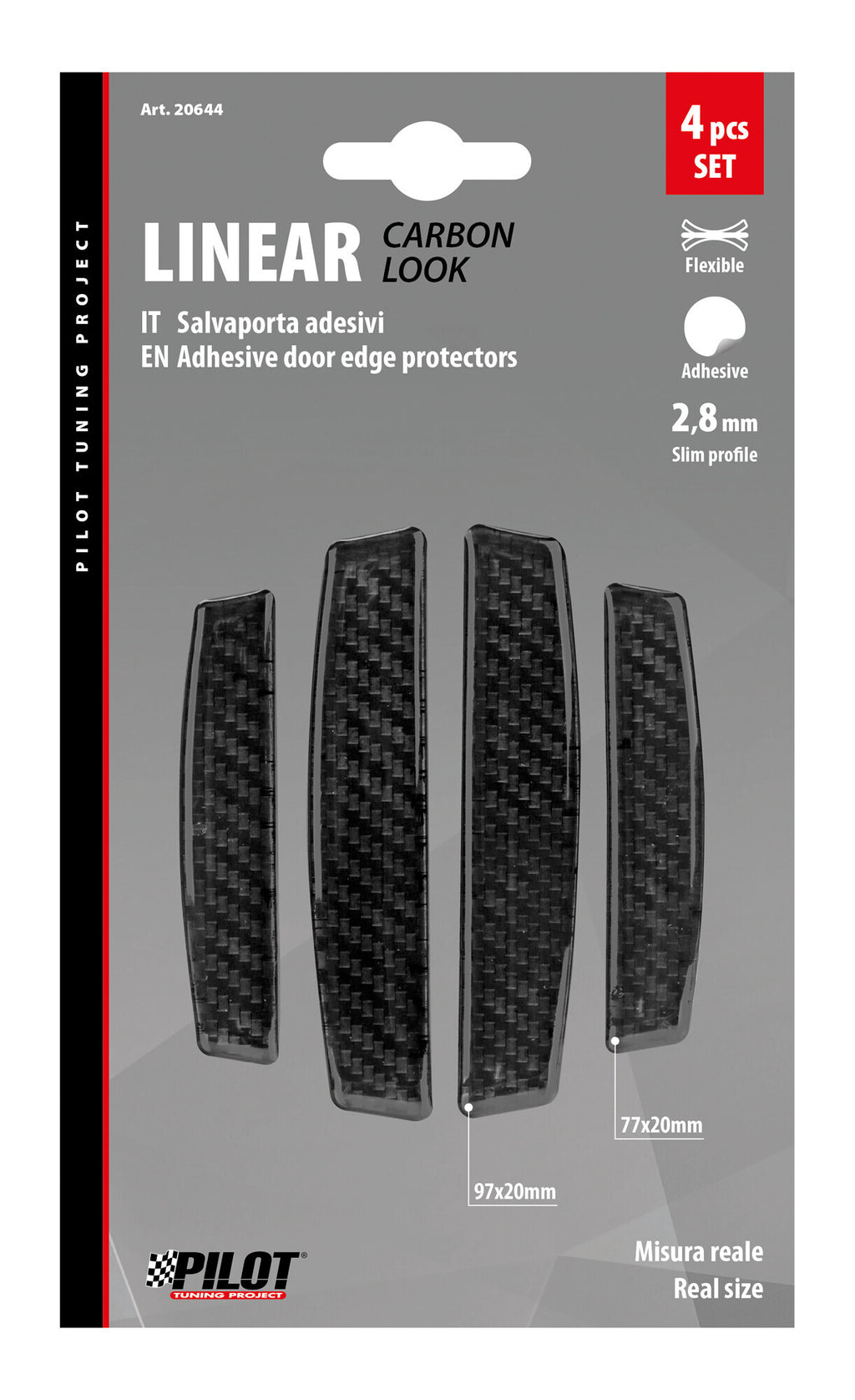 Linear, set 4 salvaporta adesivi - Carbon Look